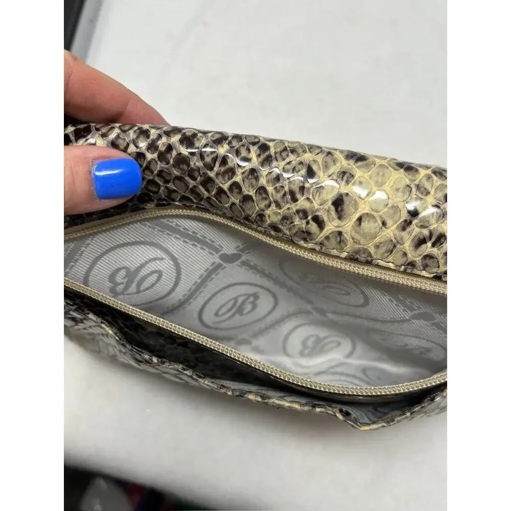 BRIGHTON Foldover Flap Studded Clutch Snake Patent Leather NO STRAP‎